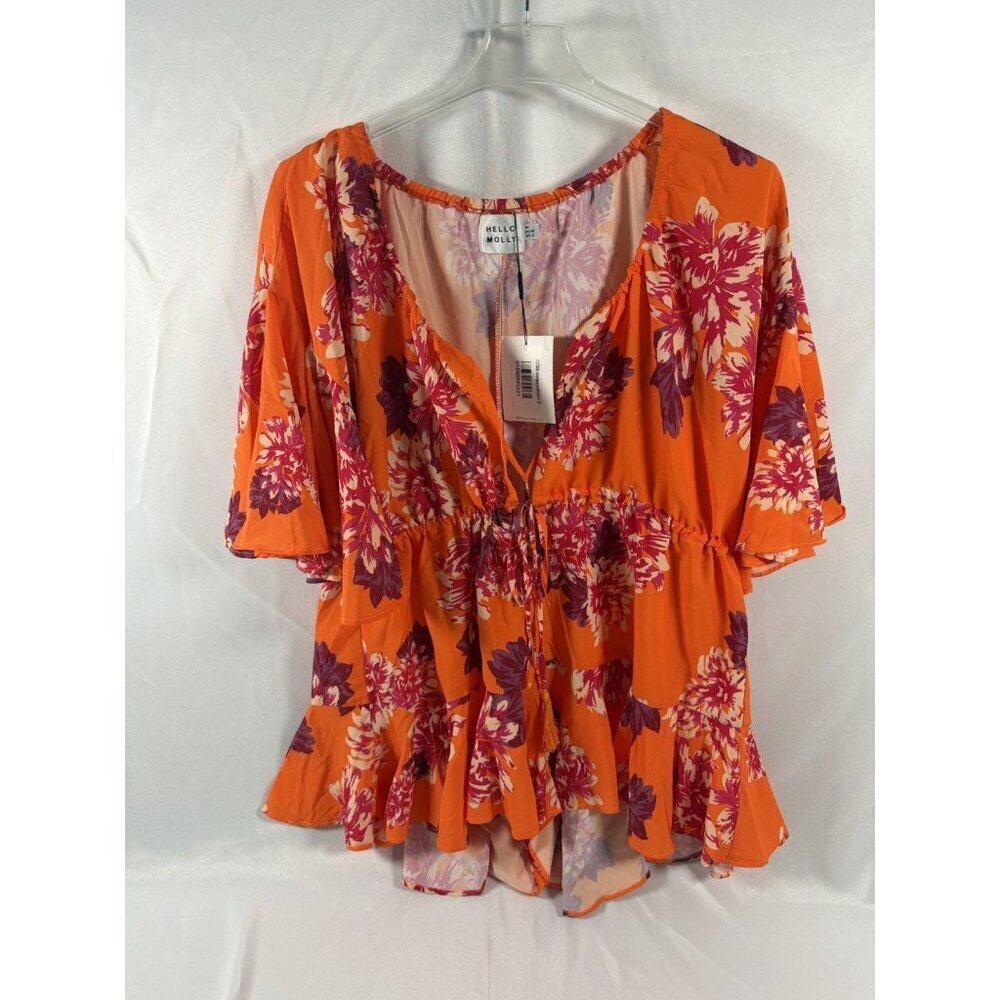 NWT Hello Molly Medium Sexy Orange Romper NEW - Picture 2 of 6
